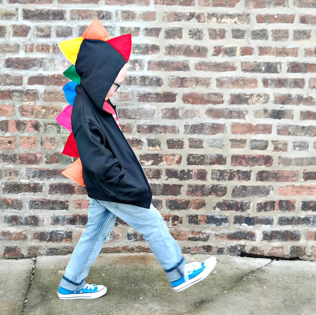 #017 - RTS Rainbow Dinosaur Hoodie for Babies, Toddlers and Kids - 2T | 3T | Youth XS (2-4) | Youth M (10-12)