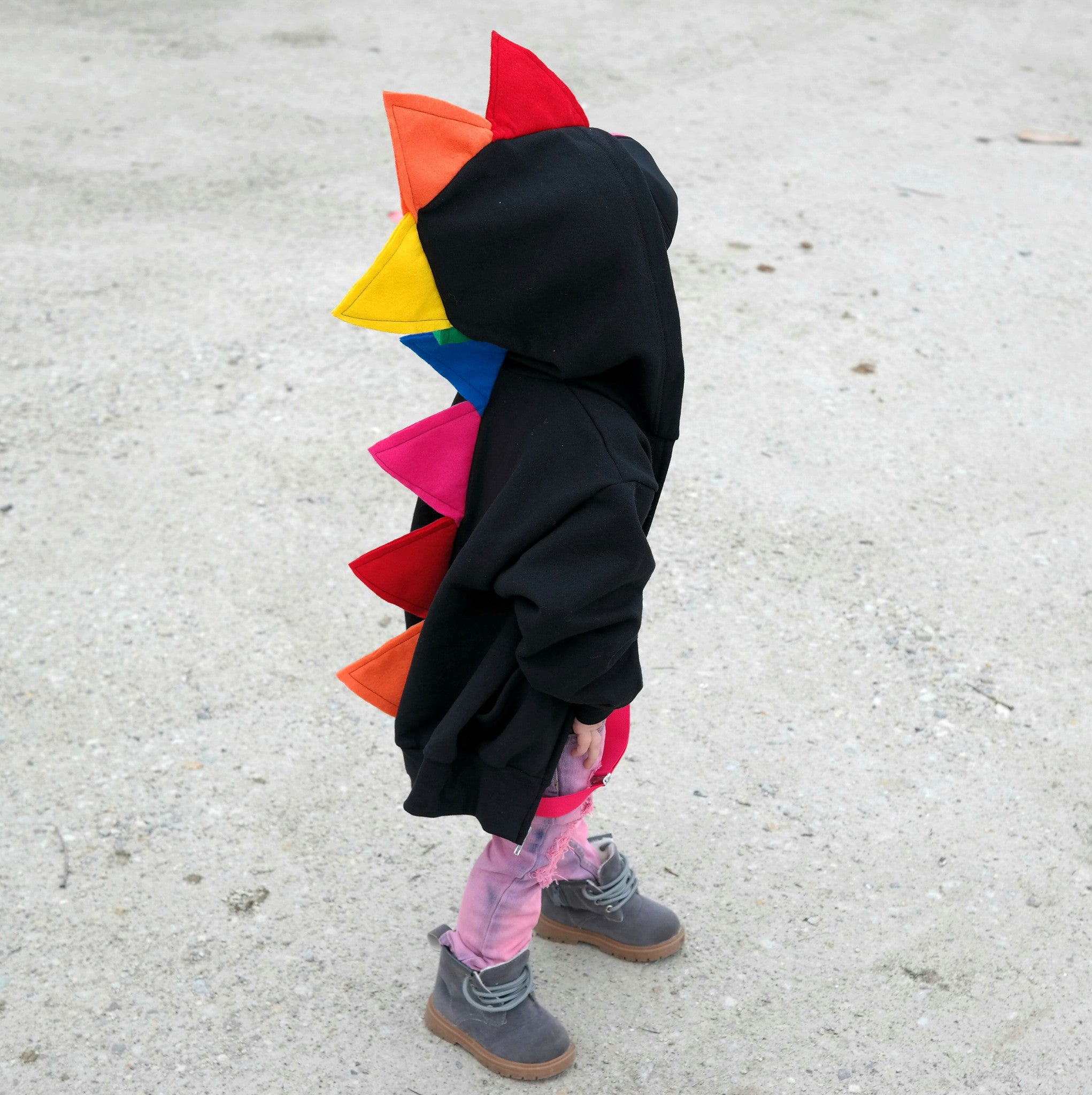 #017 - RTS Rainbow Dinosaur Hoodie for Babies, Toddlers and Kids - 2T | 3T | Youth XS (2-4) | Youth M (10-12)