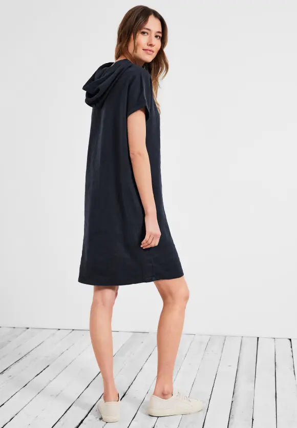 143465- Navy Linen Dress with Hood- Cecil