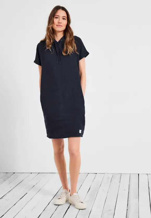 143465- Navy Linen Dress with Hood- Cecil