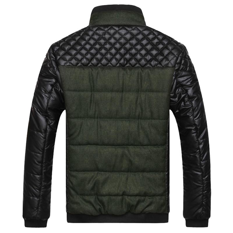 4XL Men's Coat Jackets with Synthetic Leather Patchwork Design for Winter