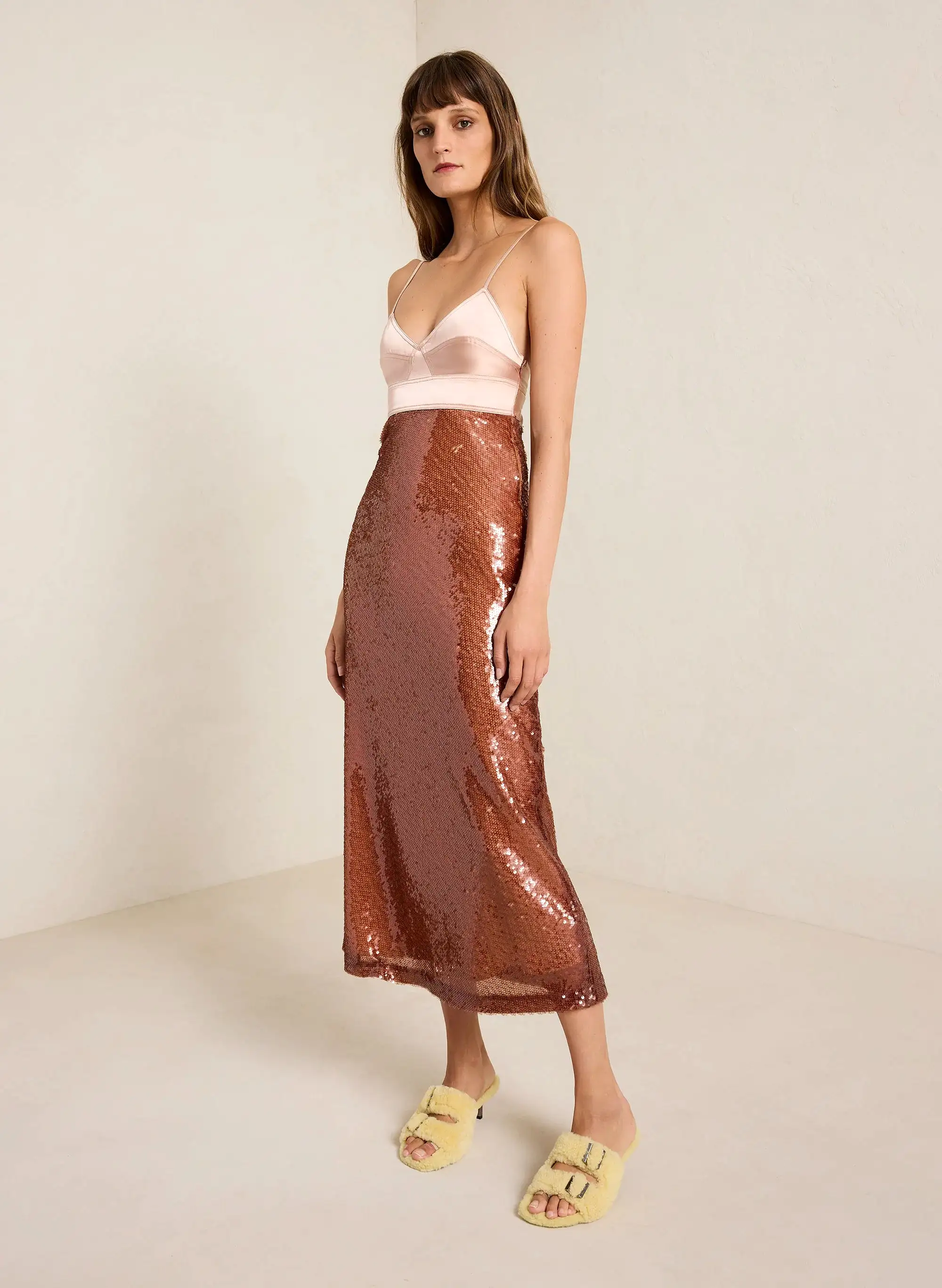 A.L.C - Gisele Sequin Midi Dress - Brown/Sirocco