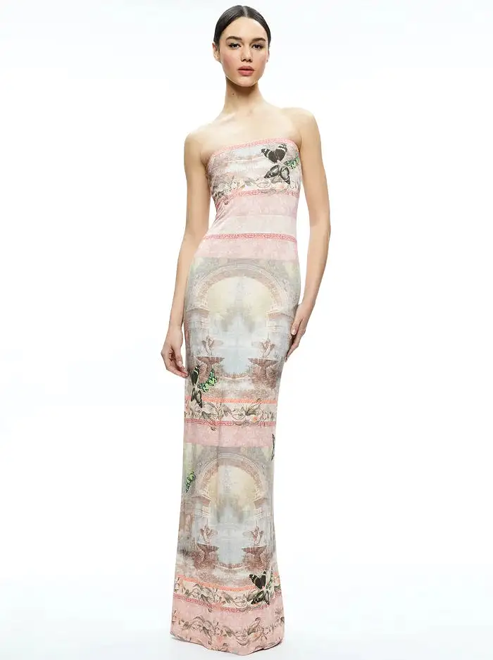 Alice + Olivia - Delora Strapless Maxi Dress - Versailles