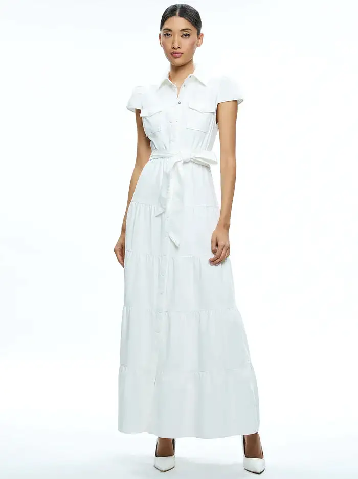 Alice + Olivia - Miranda Denim Maxi Dress - Off White