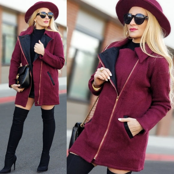 ALLI Burgundy Sweater Jacket