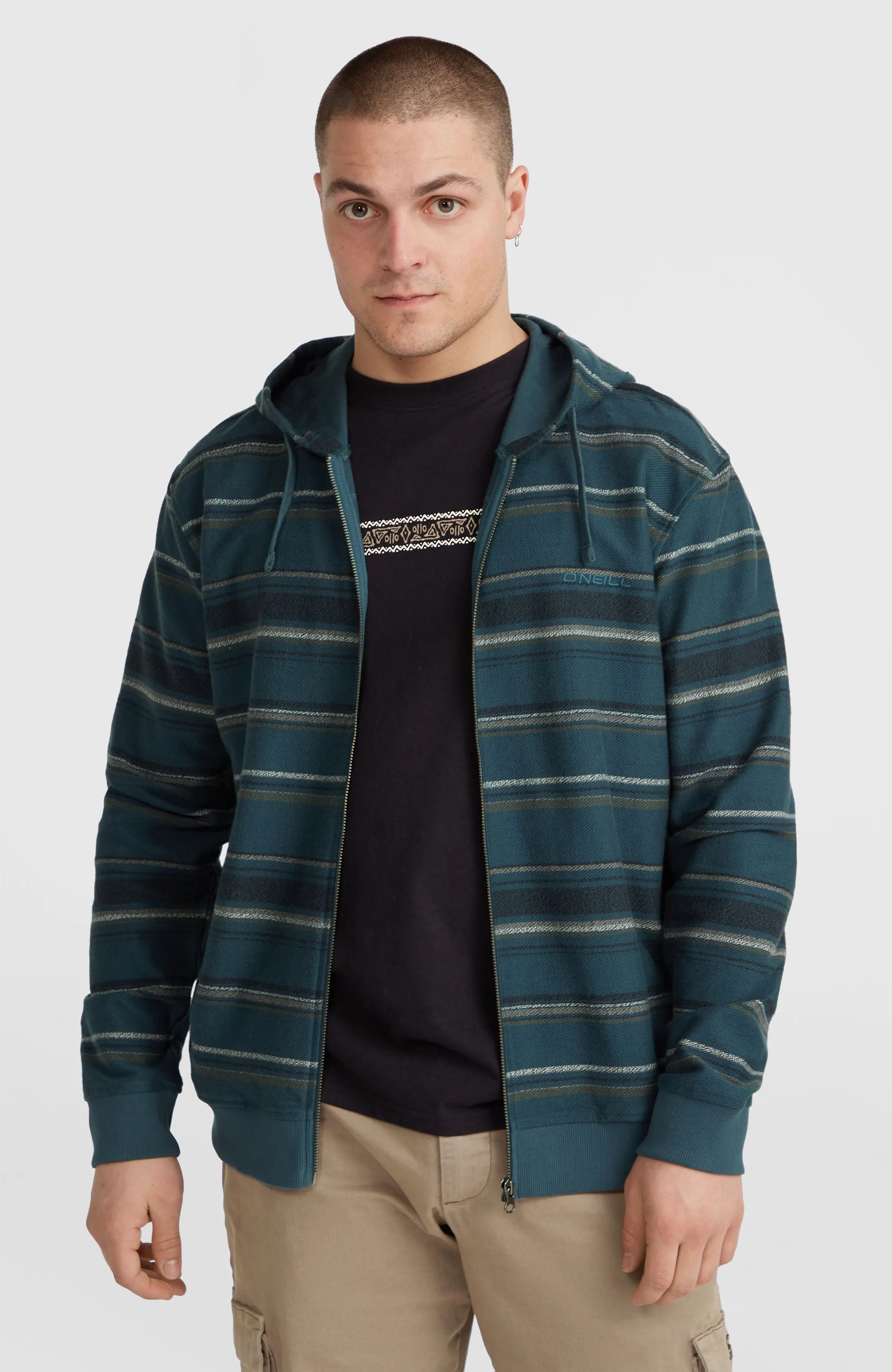 Bavaro Full-Zip Hoodie | Blue Ikat Stripe