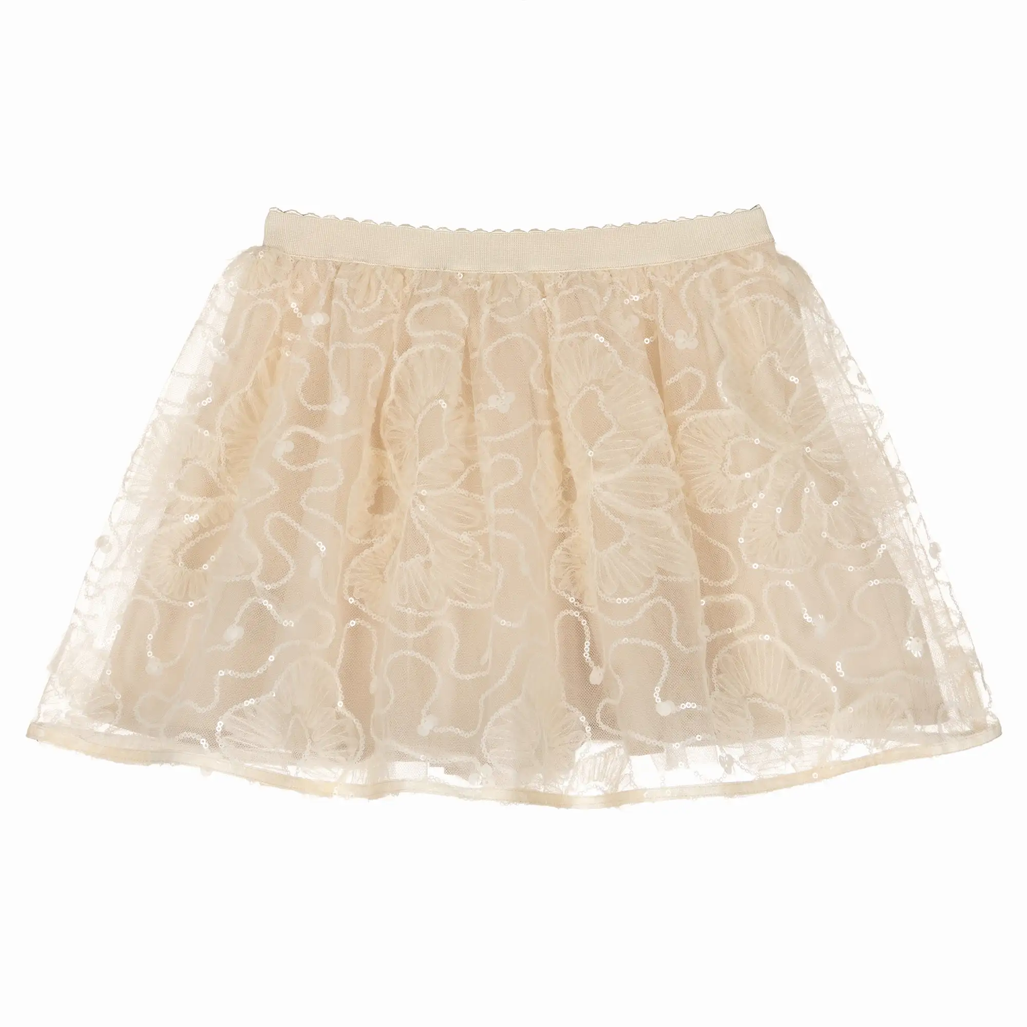 Beige Ruffle Tulle Skirt