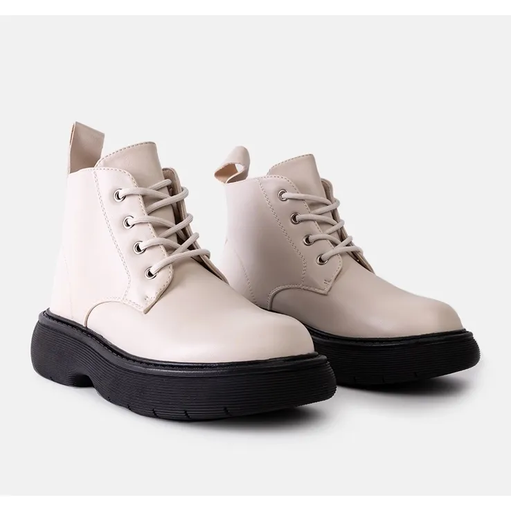 Beige Solis combat boots