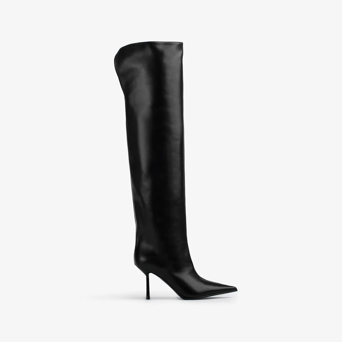 BELLA BOOT 80 mm Black nappa leather over-the-knee boot