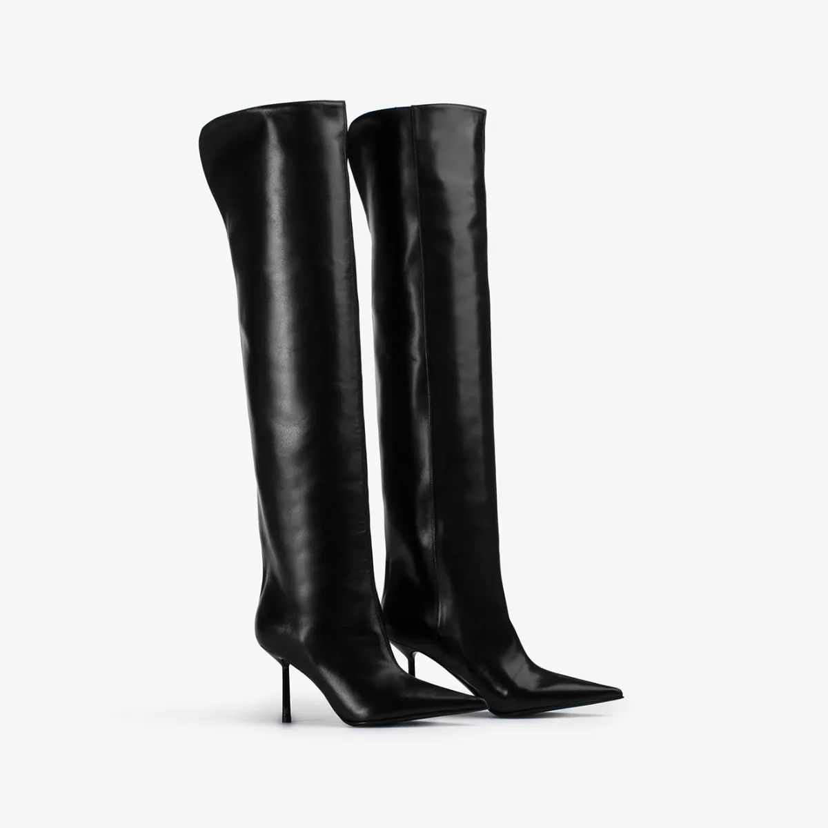 BELLA BOOT 80 mm Black nappa leather over-the-knee boot