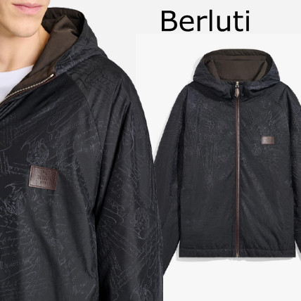 Berluti  |Unisex Nylon Street Style Long Sleeves Plain Nylon Jacket