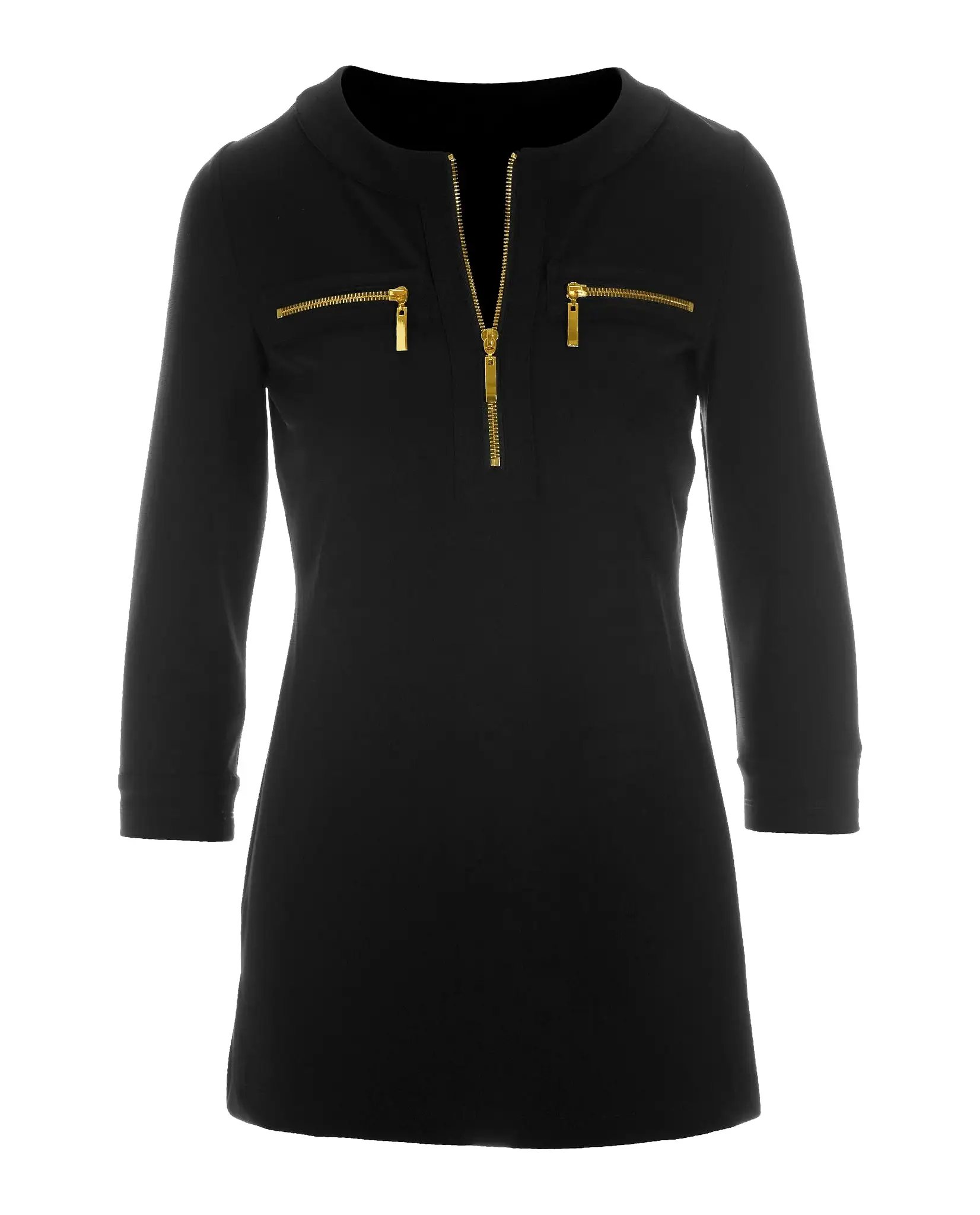 Beyond Travel Half Zip Tunic Top Jet Black