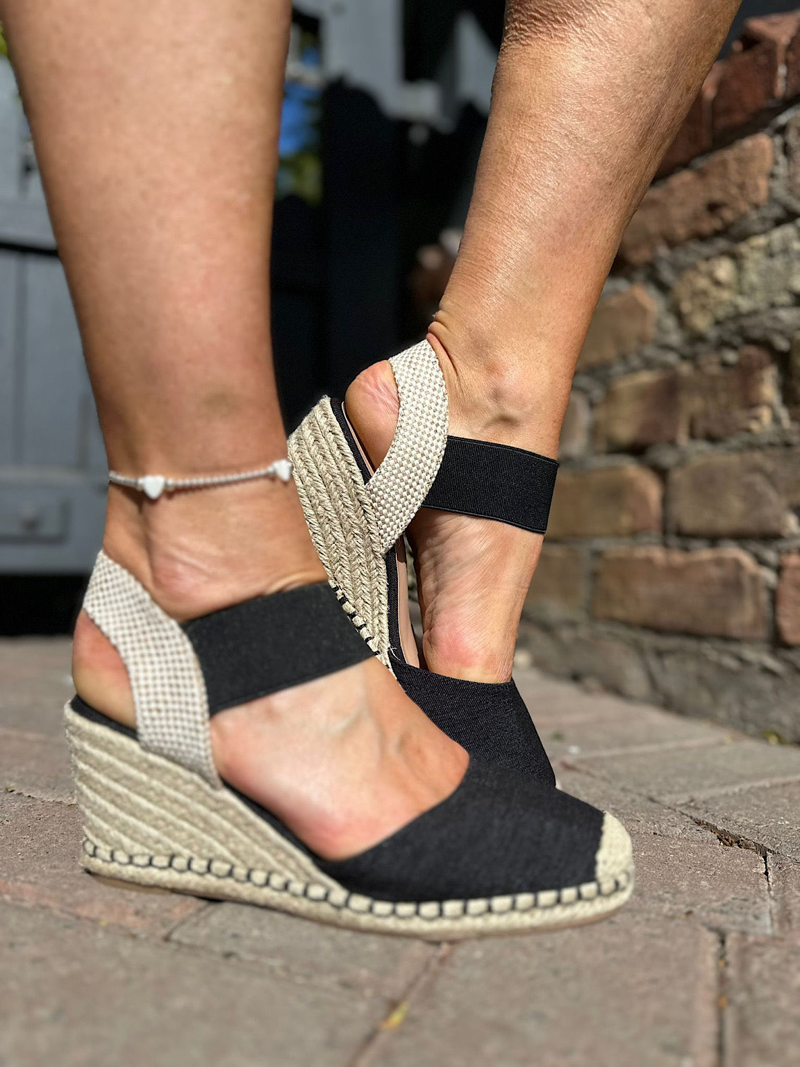 Black Espadrille Wedge Shoes