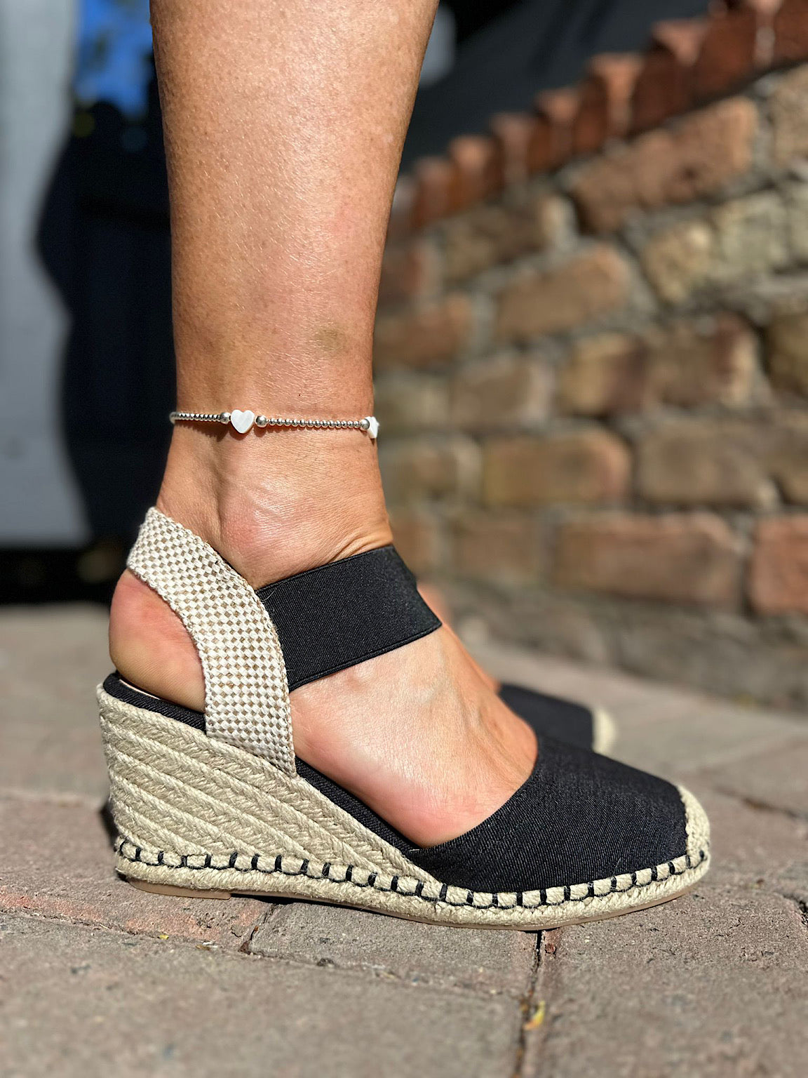 Black Espadrille Wedge Shoes