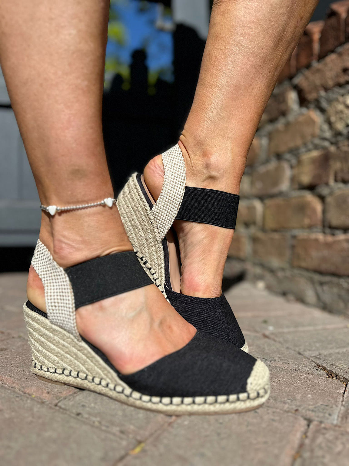 Black Espadrille Wedge Shoes