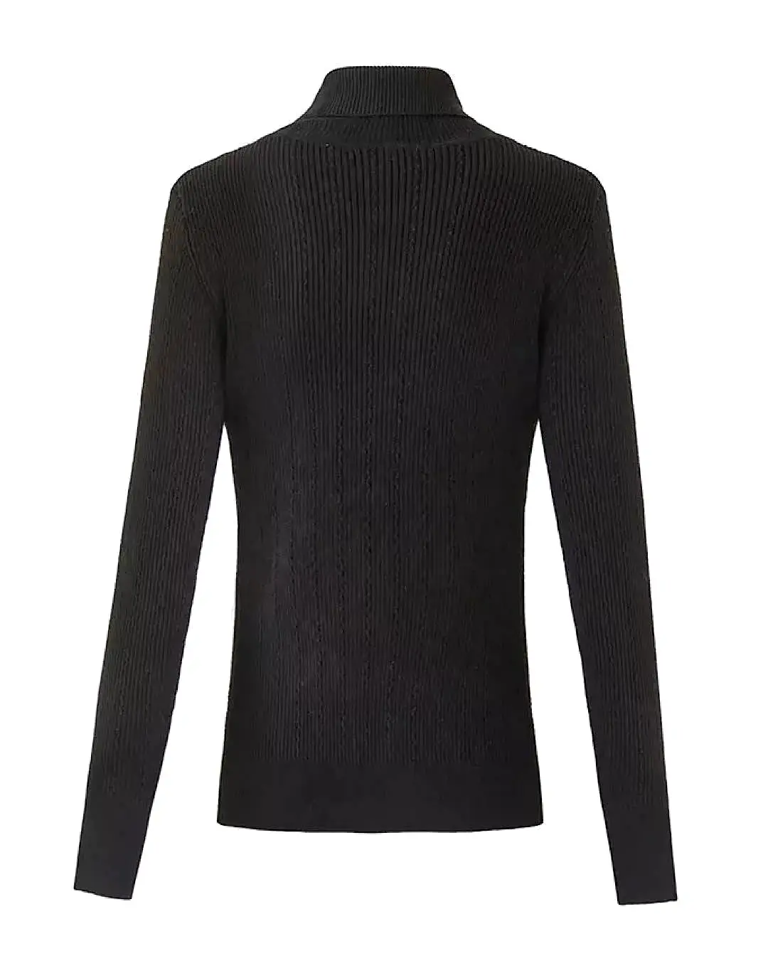 Black Knitted Buttoned Turtleneck Sweater