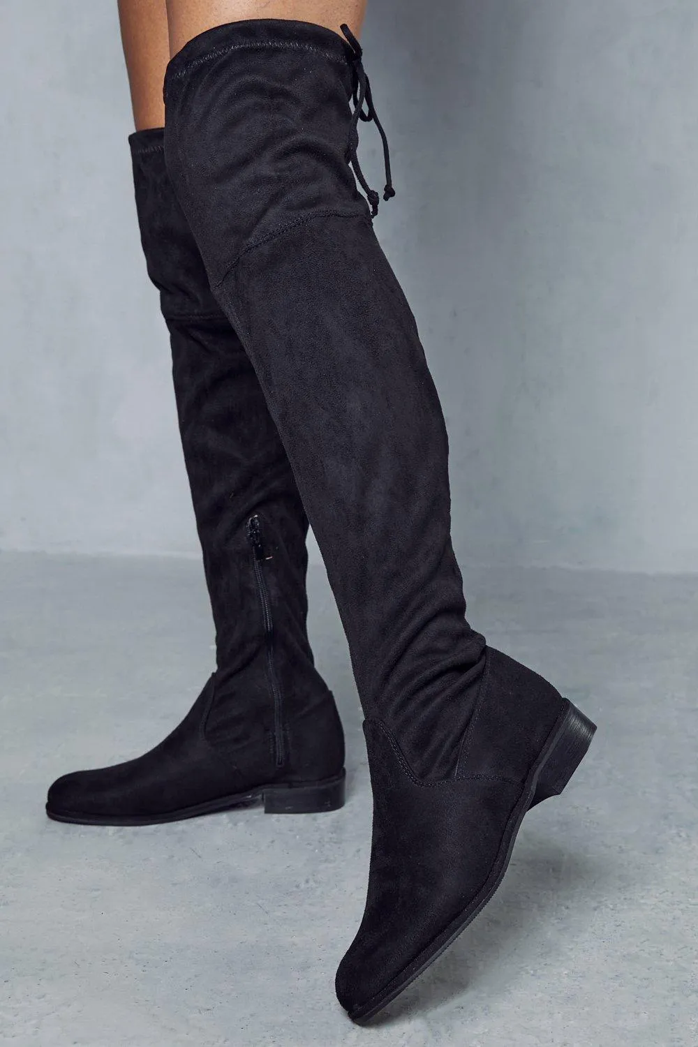 Boots | Tie Back Flat Over The Knee Boots | MissPap