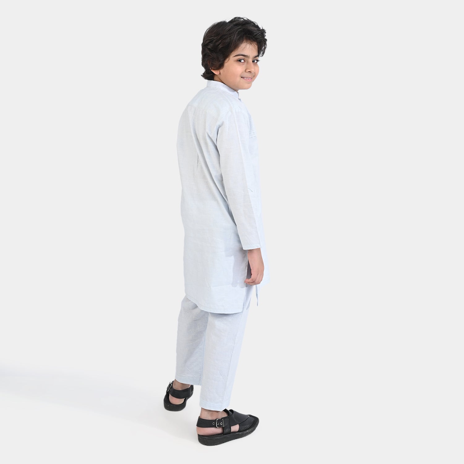 Boys Yarn Dyed Shalwar Suits -L/BLUE