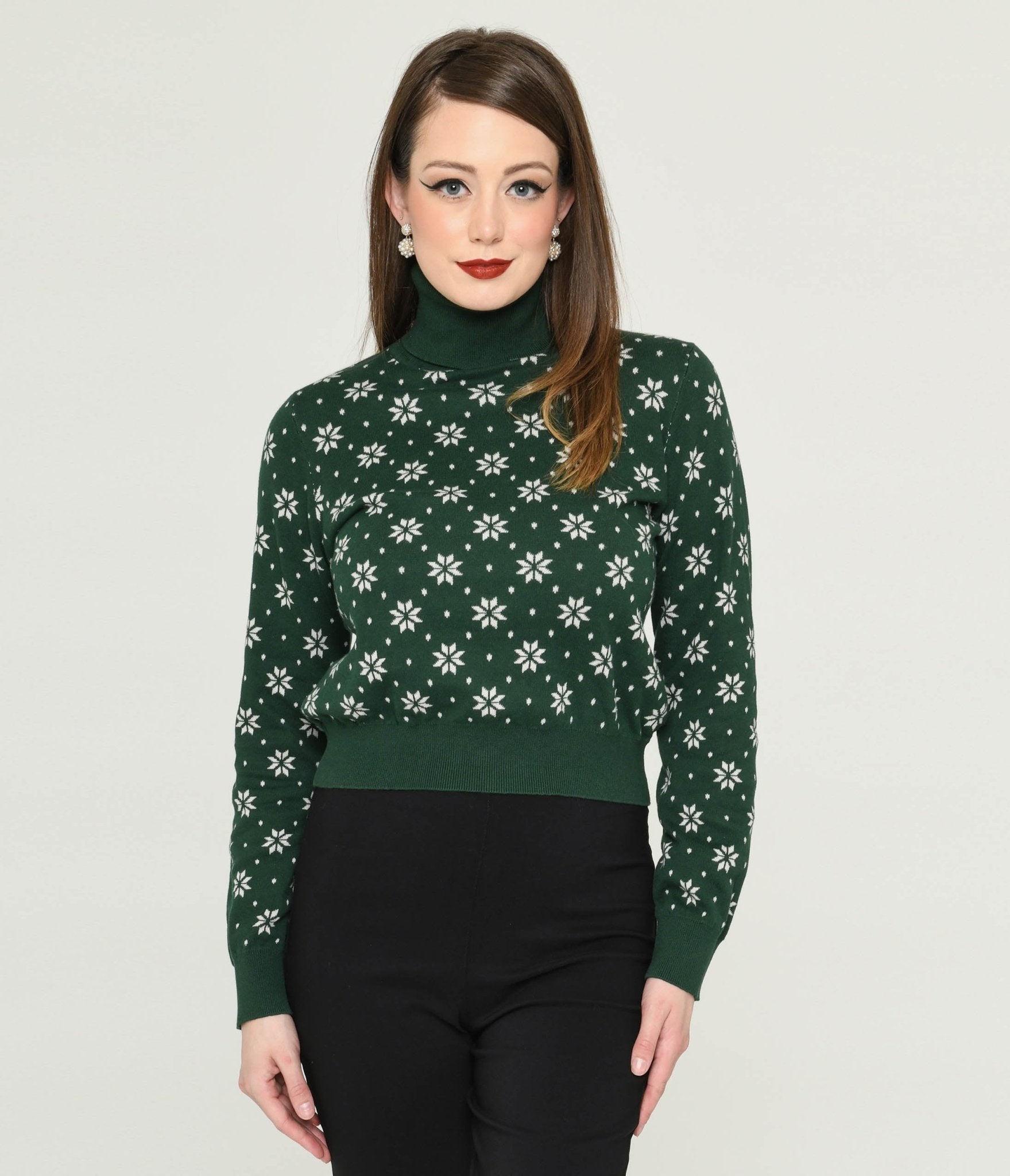 Bright & Beautiful Green & White Snowflake Sweater