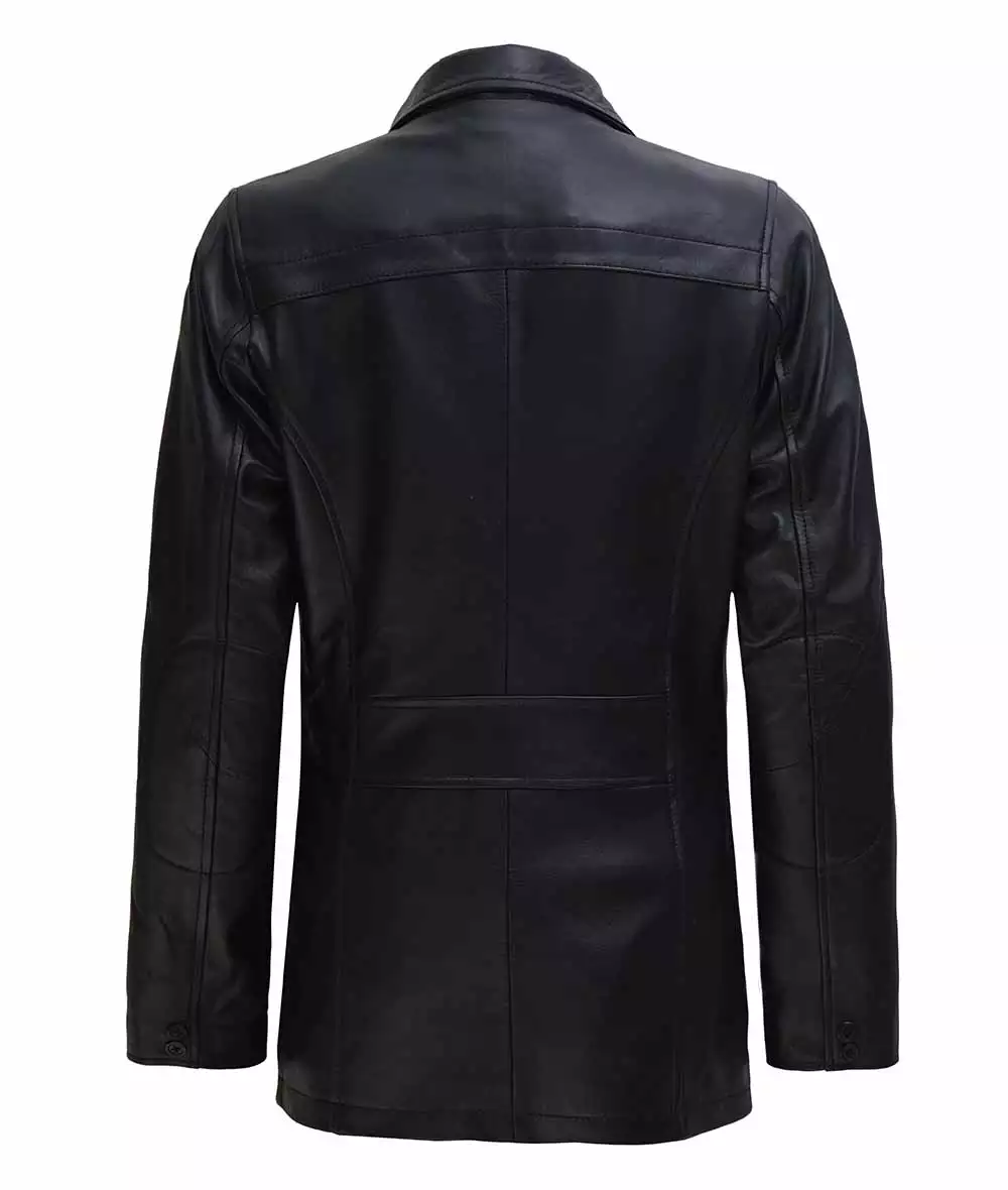 Bristol Womens Black Leather Car Coat - 3/4 Length