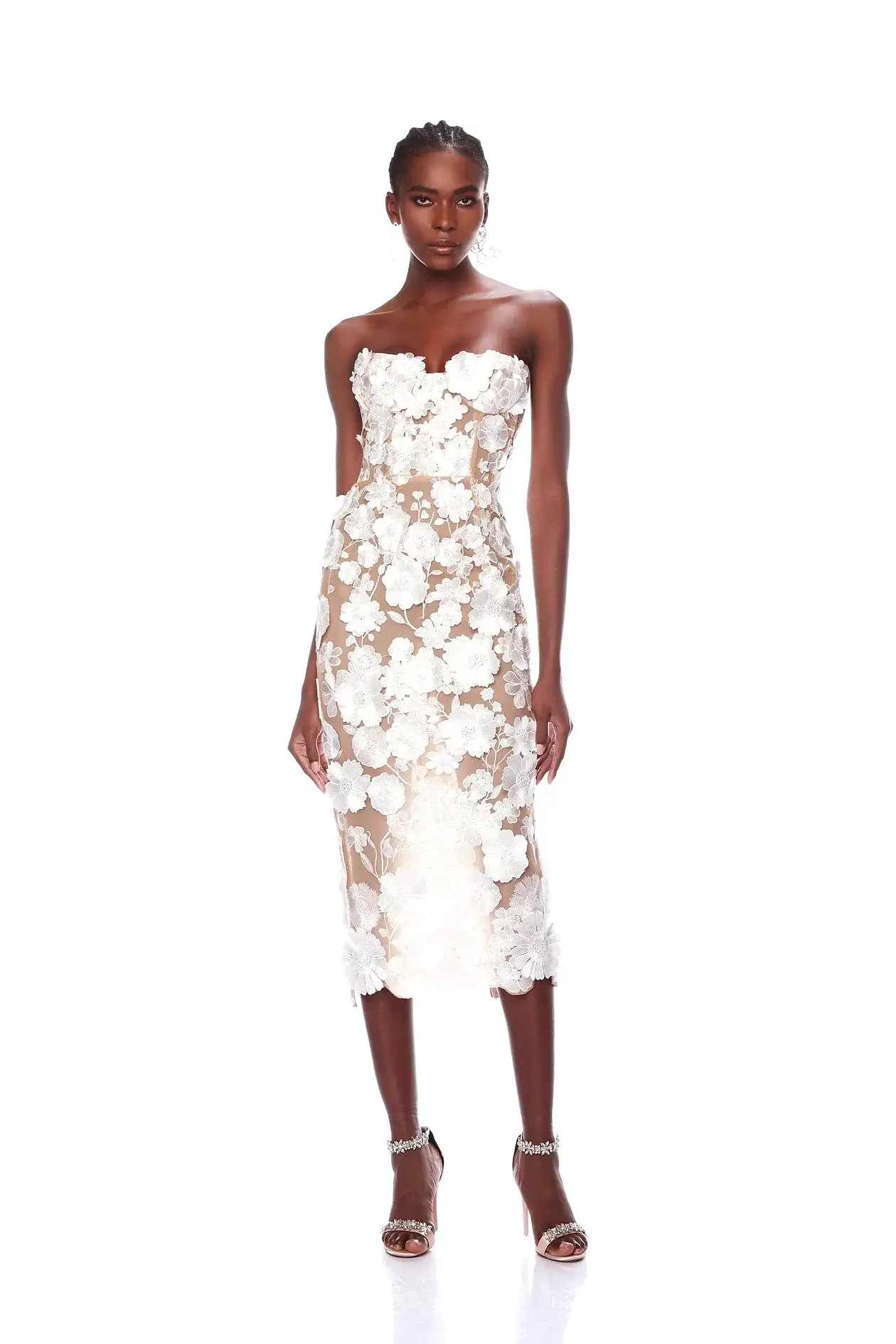 Bronx and Banco - Jasmine Midi Dress - White Floral