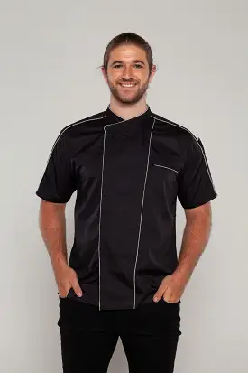 Bryan Chef Jacket Black with Grey Trim and Coolvent