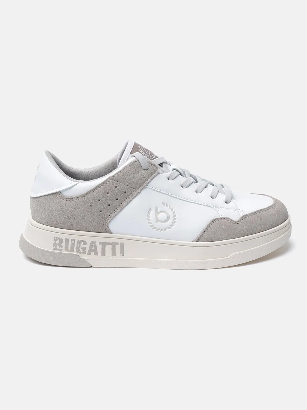 bugatti White & Beige Suede Sneakers