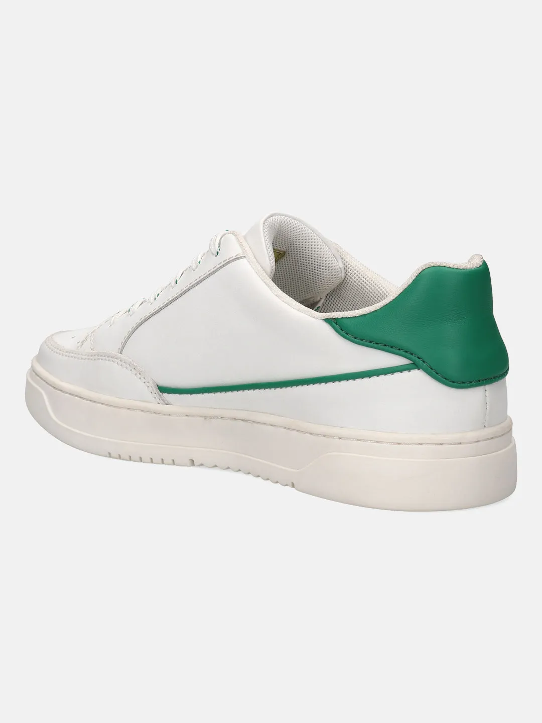 bugatti White & Green Premium Leather Sneakers