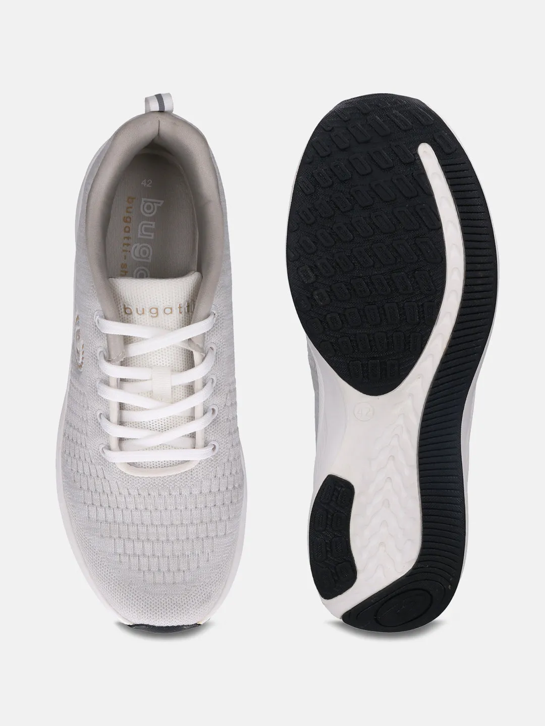 bugatti White & Grey Athleisure Sneakers