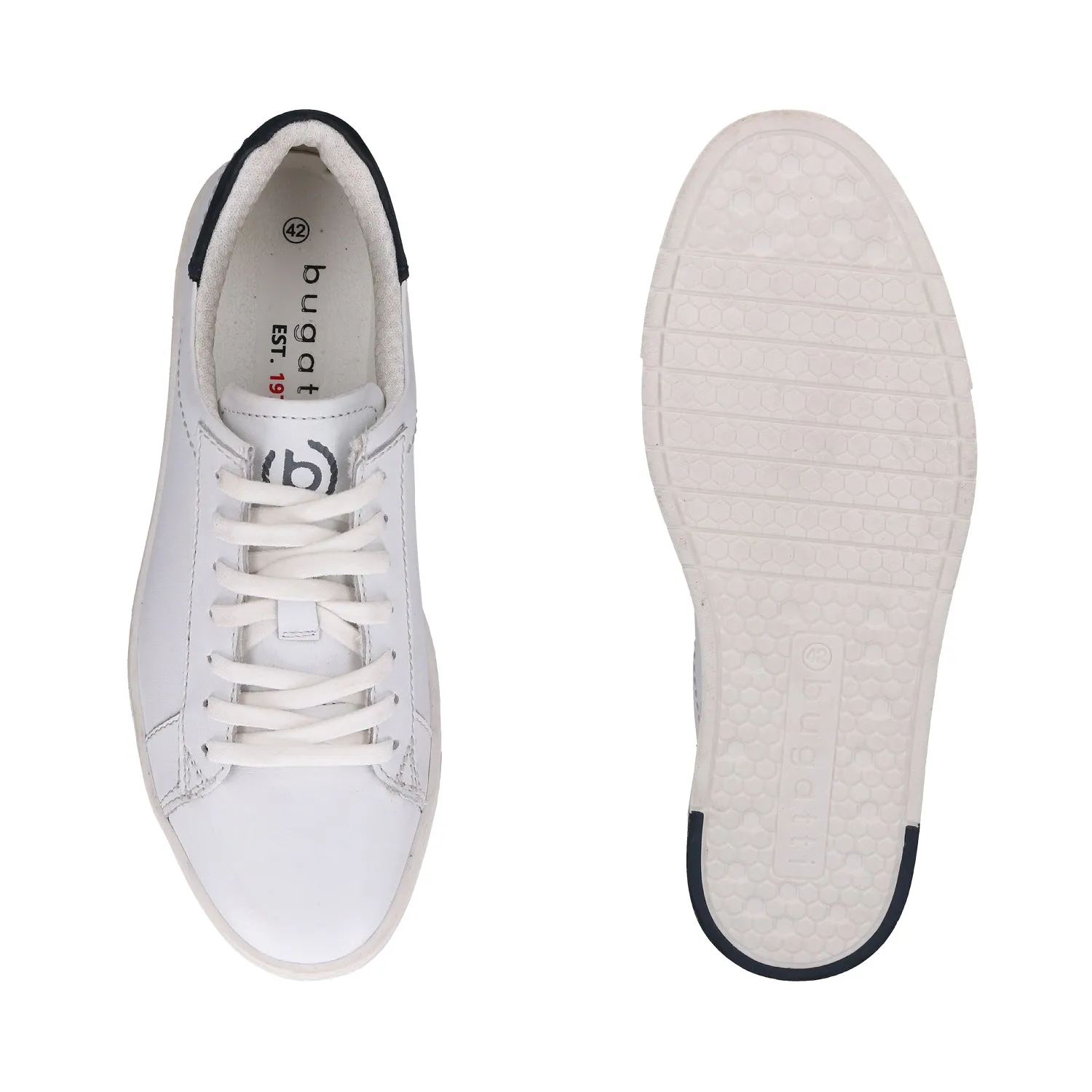 bugatti White Premium Leather Sneakers