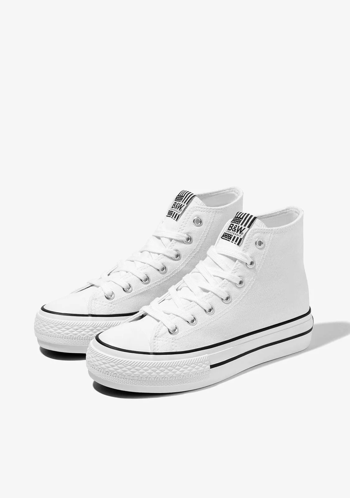 B&W White Hawai Solar Hi-Top Sneakers