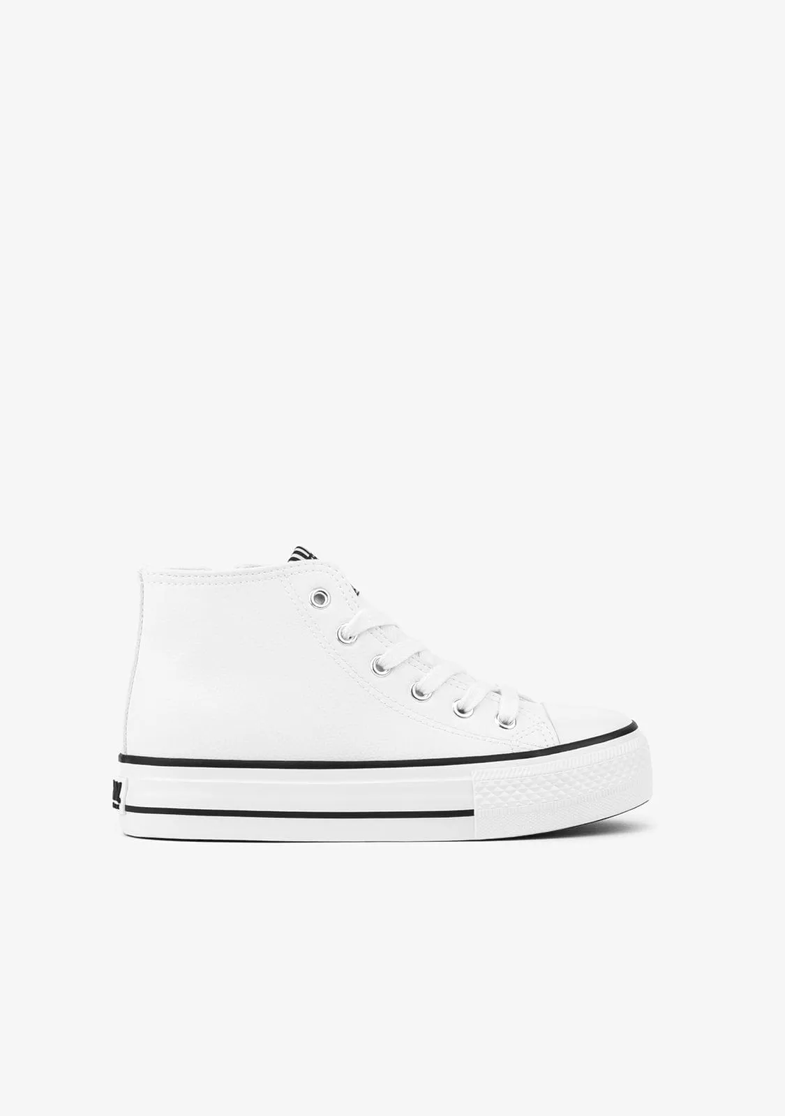 B&W White Platform High-Top Sneakers