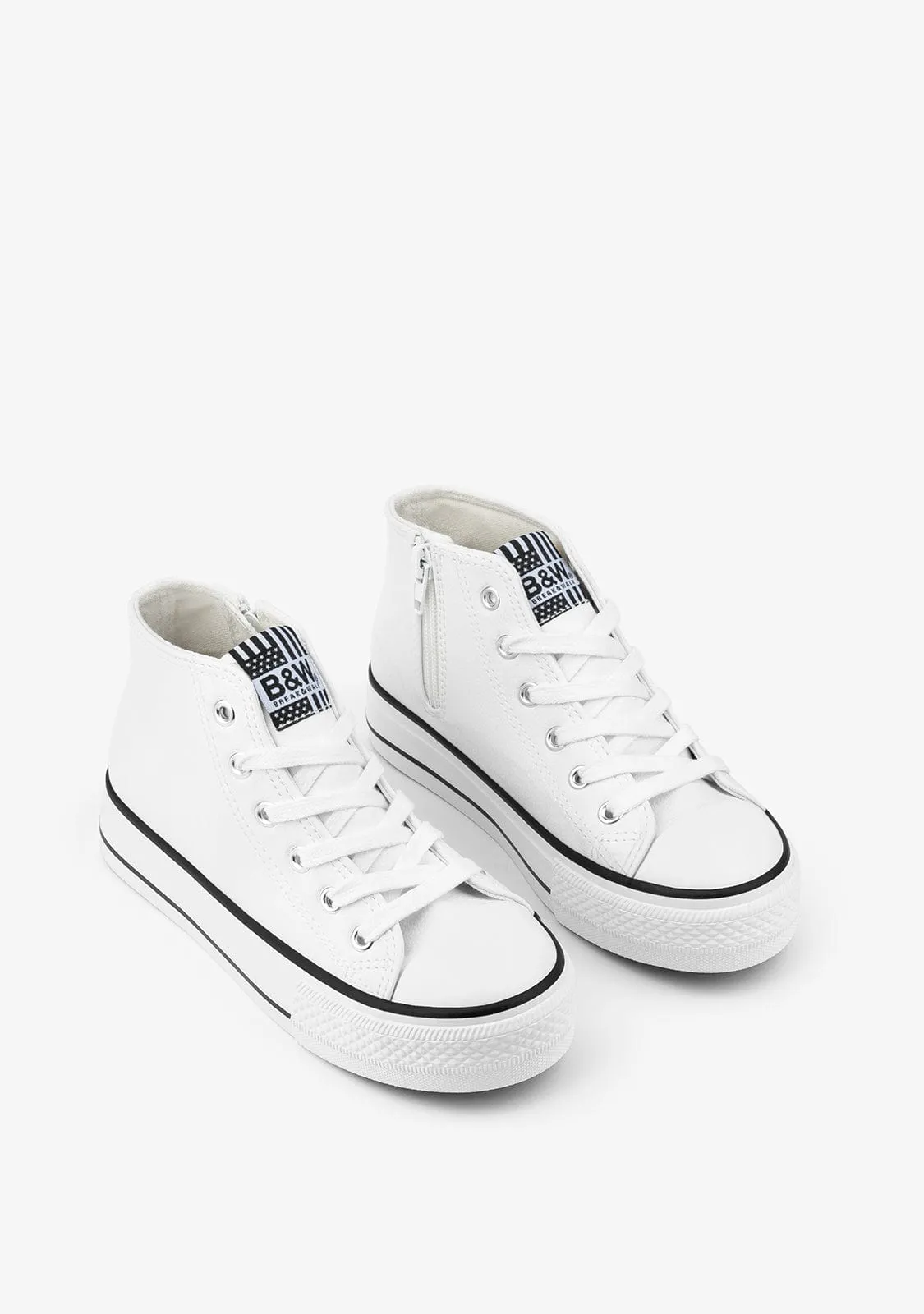 B&W White Platform High-Top Sneakers