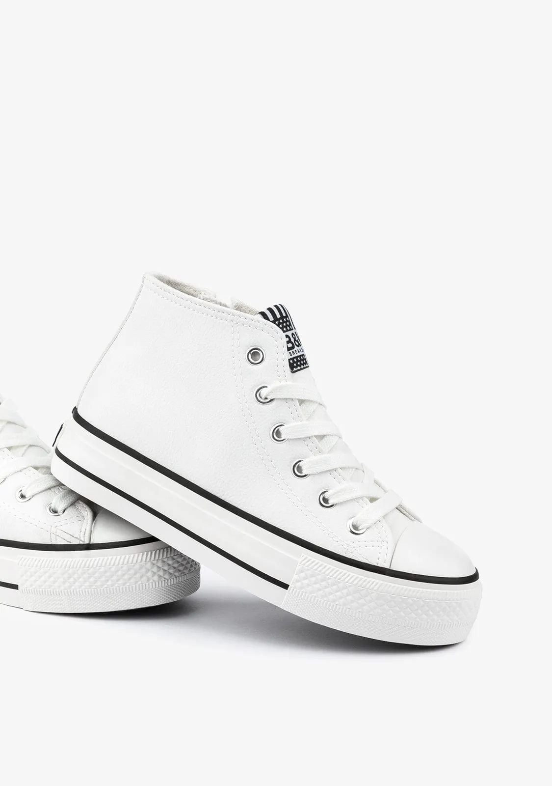 B&W White Platform High-Top Sneakers