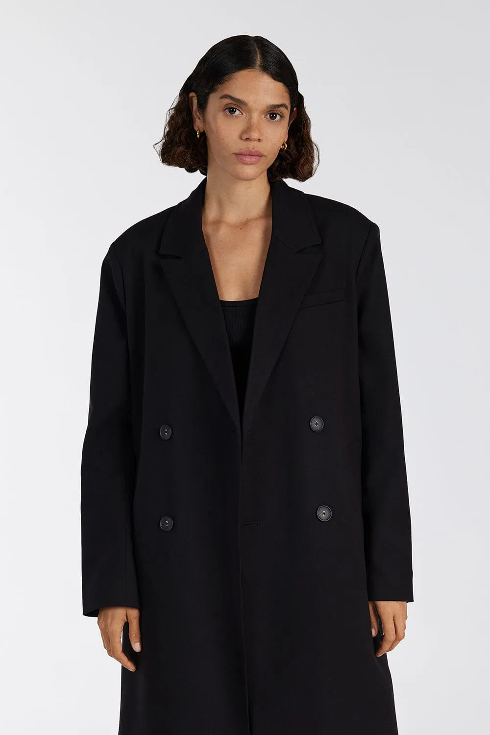 CELINA BLACK WOOL BLEND COAT