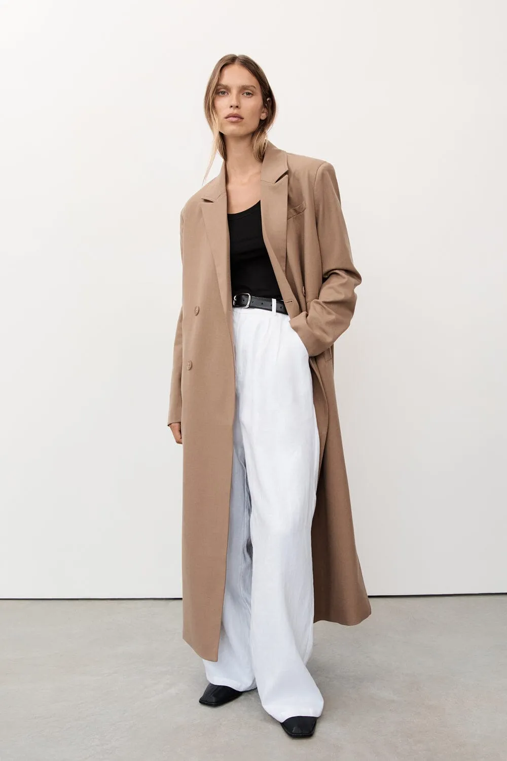 CELINA TAN WOOL BLEND COAT