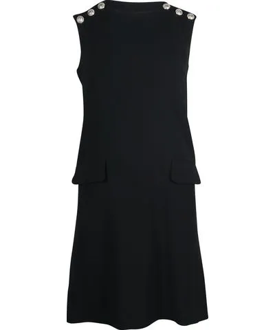 Claudie Pierlot Button Shoulder Mini Dress in Black Triacetate