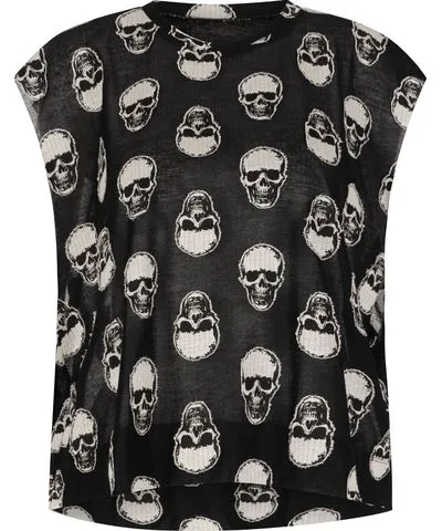 Clothes by Locker Room Women's Black Skull Print Top