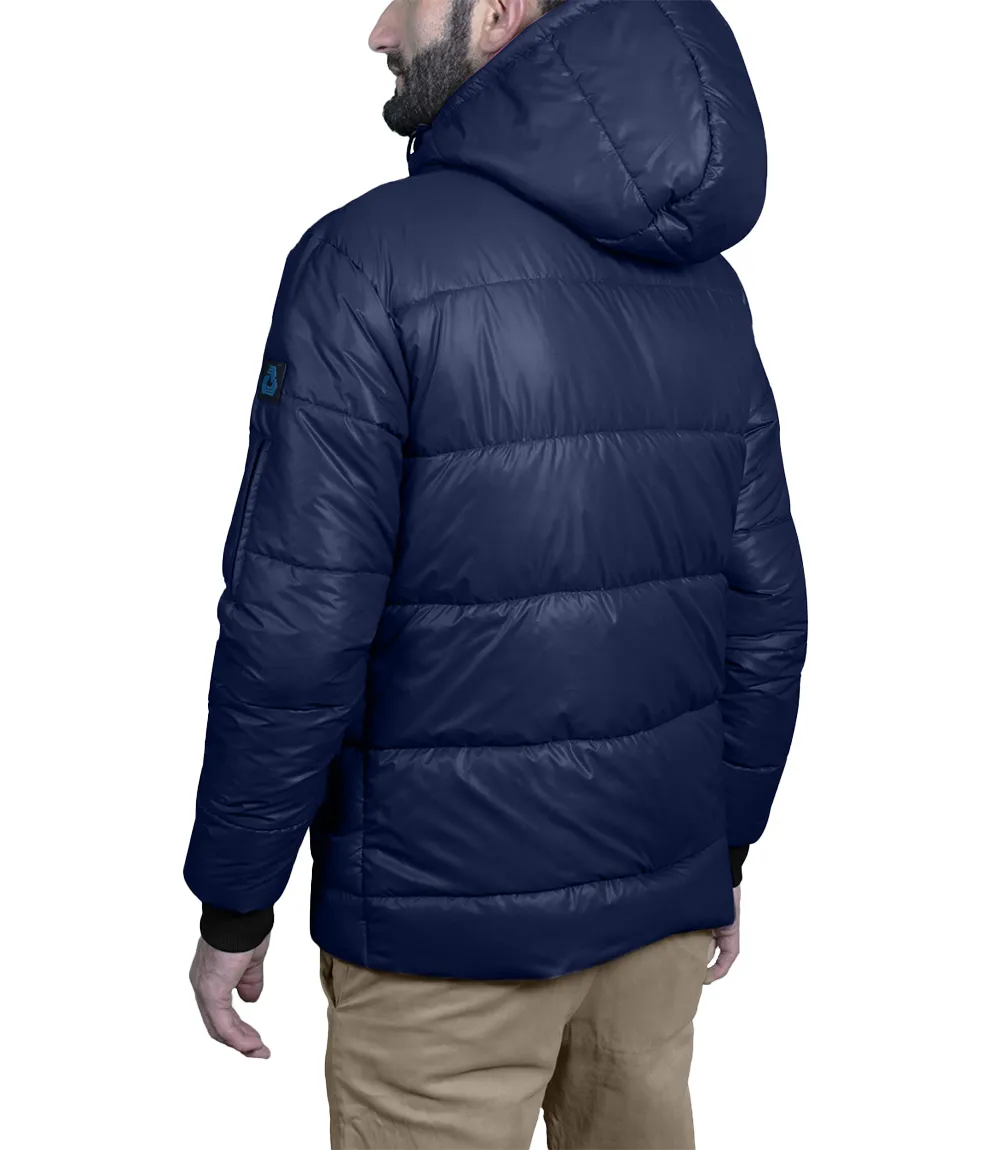 Colby Navy Blue Mens Puffer Coat With Hood Water - Resistant