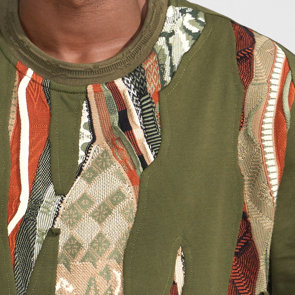 COOGI Sweater-Pieced Tee - Olive