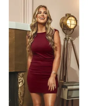 Cupshe x JoJo Red Wine Boatneck Sleeveless Mini Dress