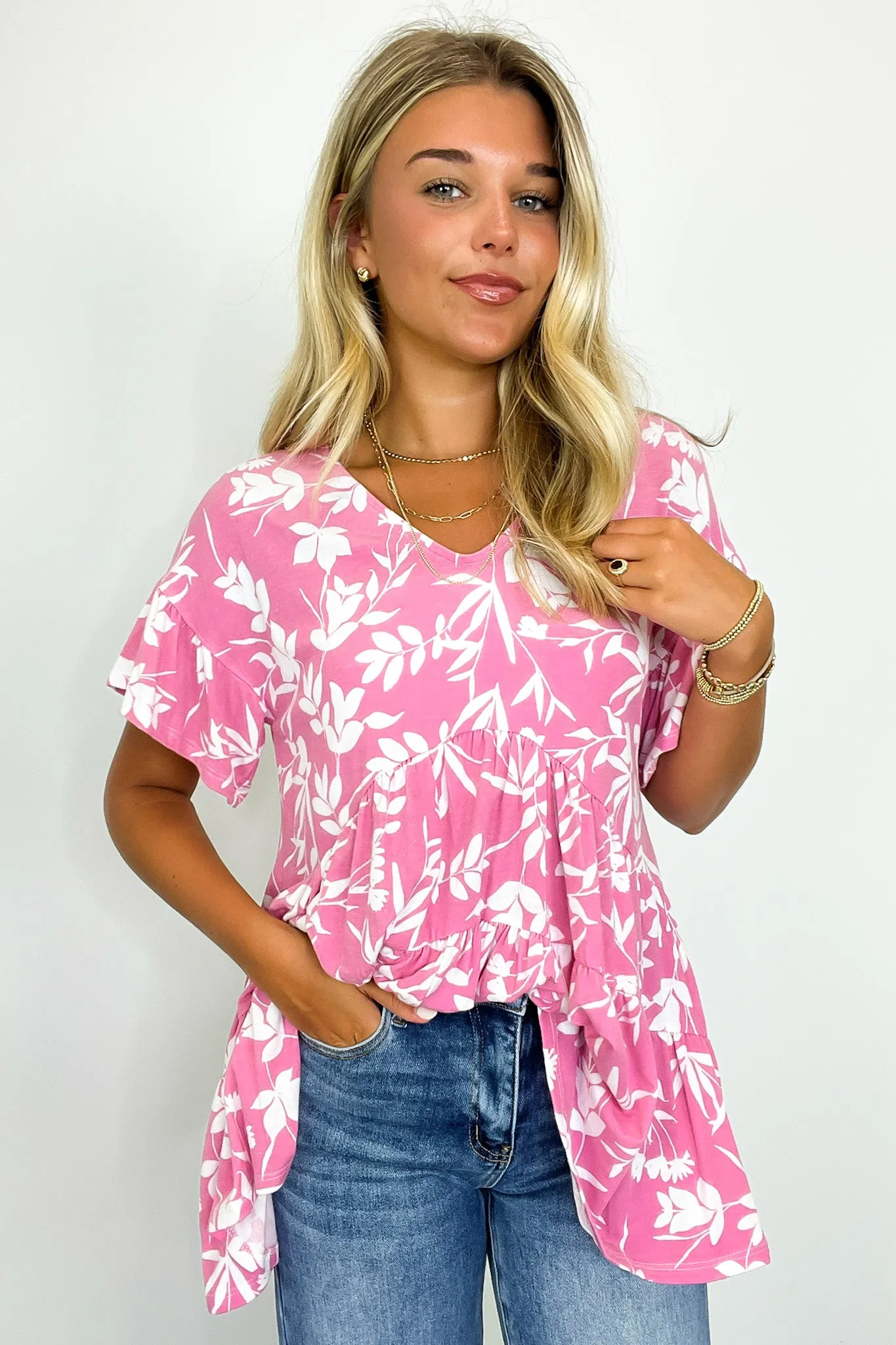 Darling Life Floral Tiered Babydoll Tunic Top