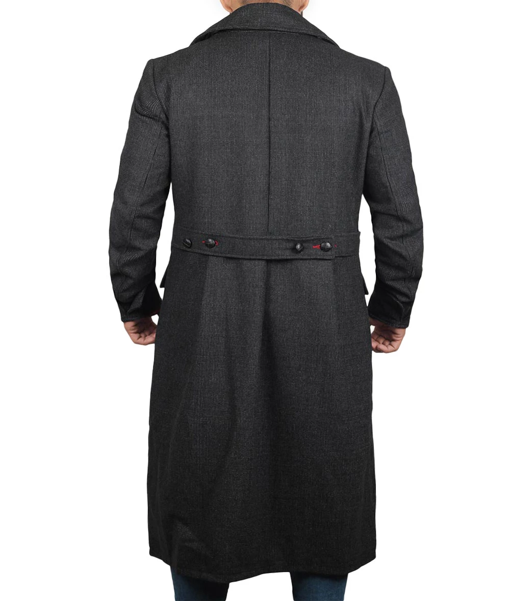 Detective Grey Long Wool Trench Coat Men