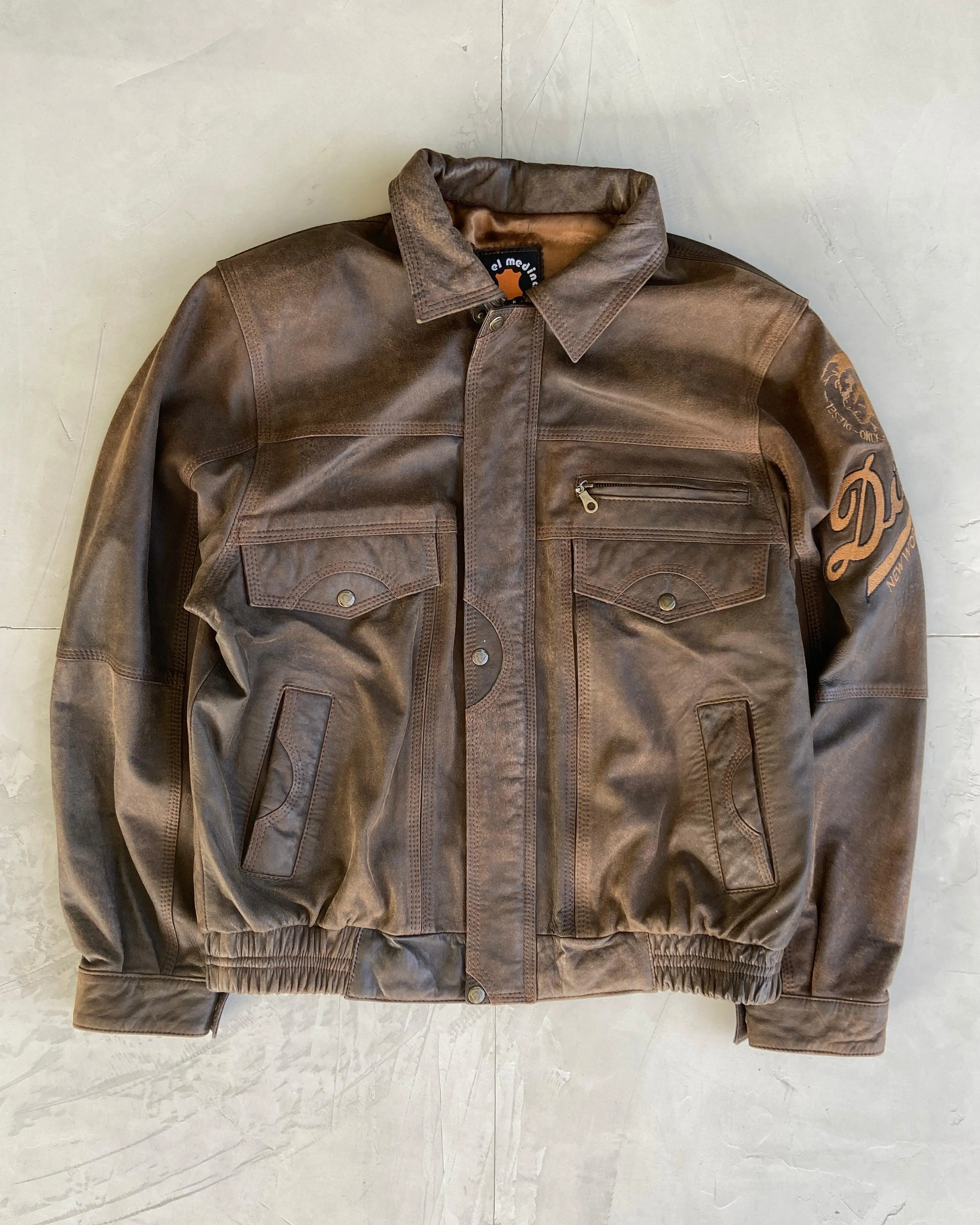 DIESEL 90'S BROWN LEATHER JACKET - L/XL