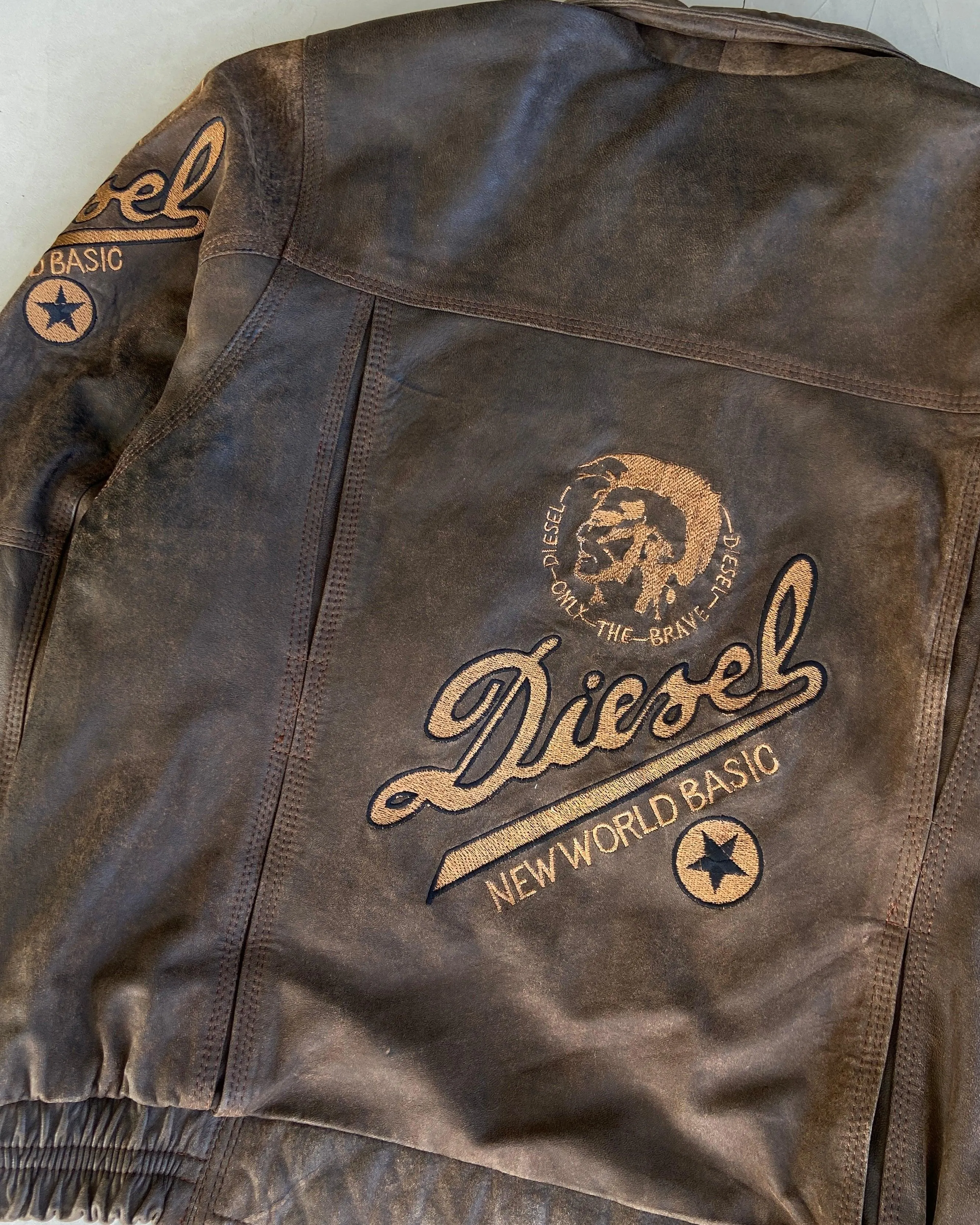 DIESEL 90'S BROWN LEATHER JACKET - L/XL