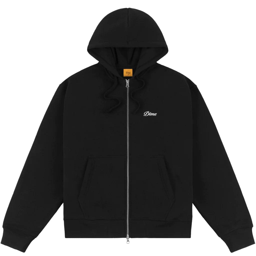 Dime MTL Cursive Small Logo Zip Hoodie Black