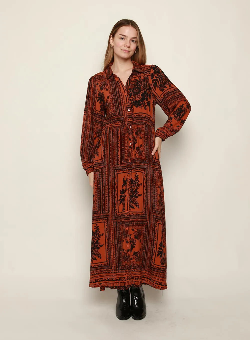 Everest Midi Dress-CHOCOLATE