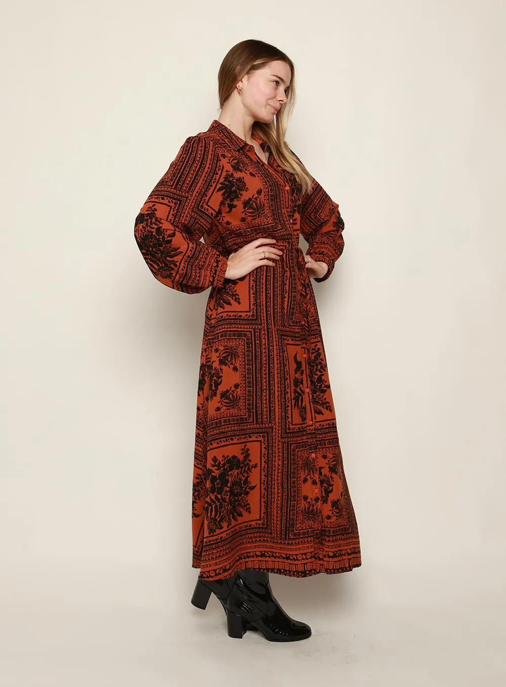 Everest Midi Dress-CHOCOLATE