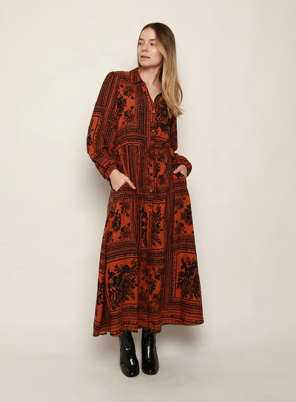 Everest Midi Dress-CHOCOLATE