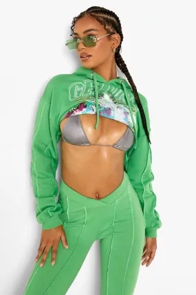 Extreme Cropped Exposed Seam Graphic Hoodie